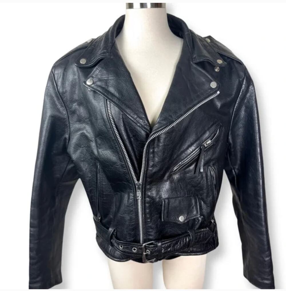 Vintage Wilsons Leather Black Jacket Motorcycle Biker Mad Max Thinsulate
